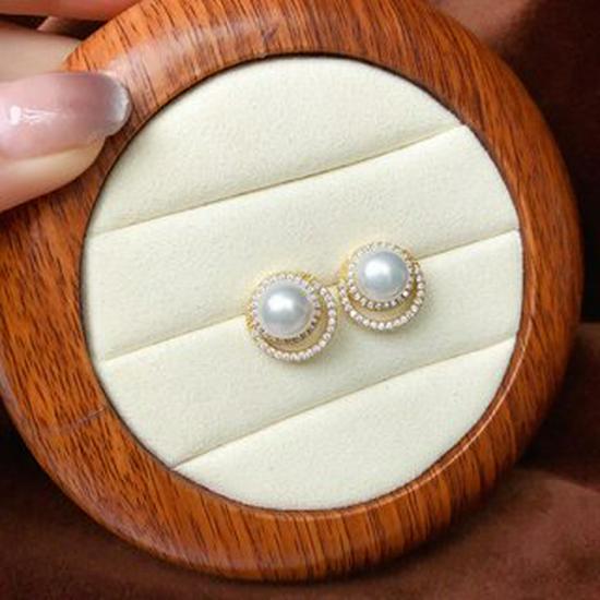 Songyuan 8-9mm Freshwater Pearl Stud Earrings - Elegant and Luxurious Design 8-9mm