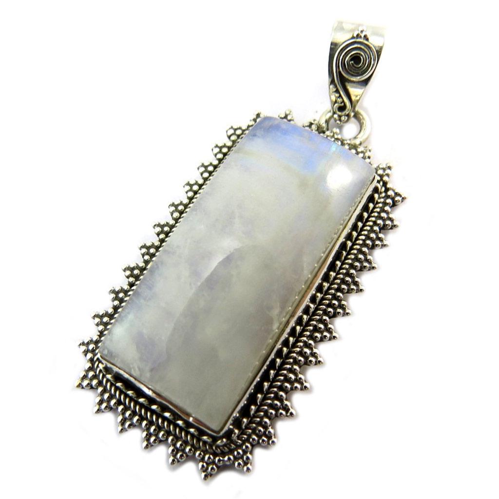 Les Trésors De Lily [P3803] - Silver 'Heaven' Moonstone Pendant - 40x20 Mm