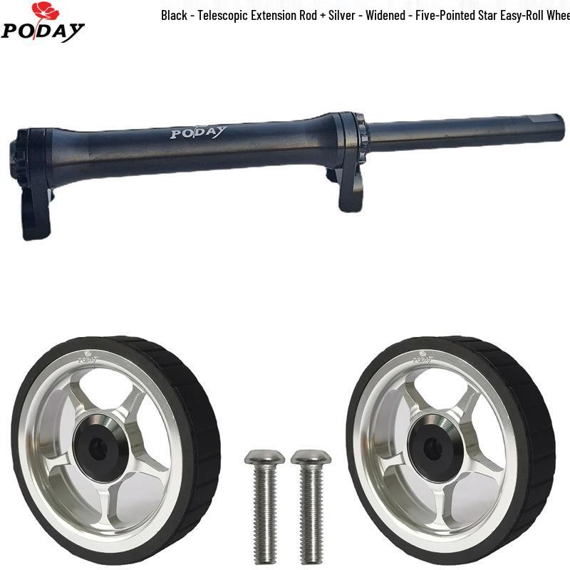 Brompton 3sixty Folding Bike Aluminum Alloy Easy-Roll Wheels & Telescopic Extension Rod