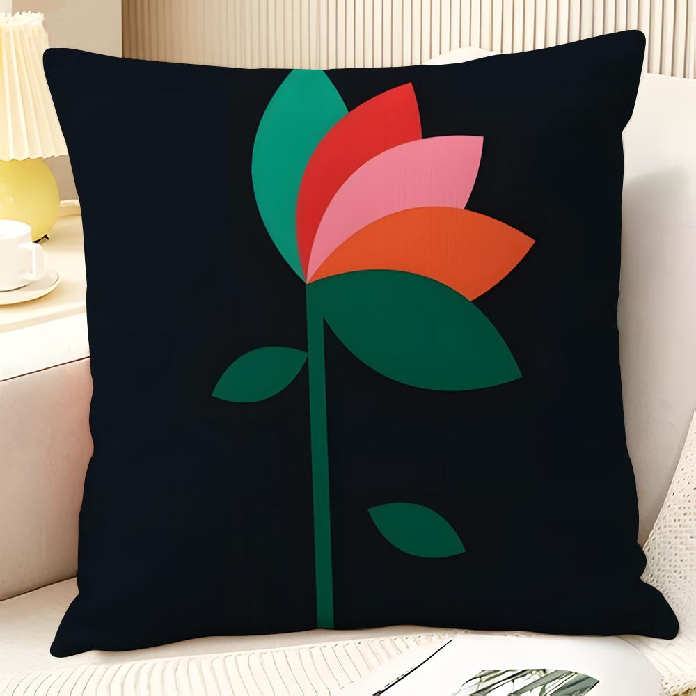 Modern Flower Minimalist Cool 2 Pillow Case Natural Linen Organic Fabric Double-Sided Printing Sofa Home Decor Gift Pillow Case
