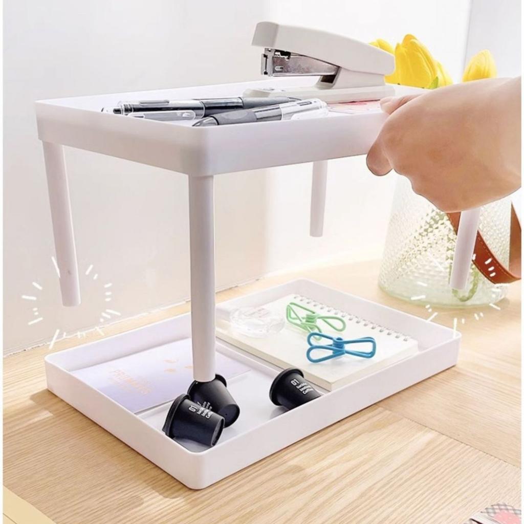 Multifunctional Desktop Cosmetic Storage Rack Office Storage Box Organizer Stationery Sorting Rack Double-layer Storage Rack