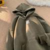 Unisex Heavyweight Fleece Hoodie With Letter Print Soft Suede-like Fabric Oversized Fit Winter Streetwear