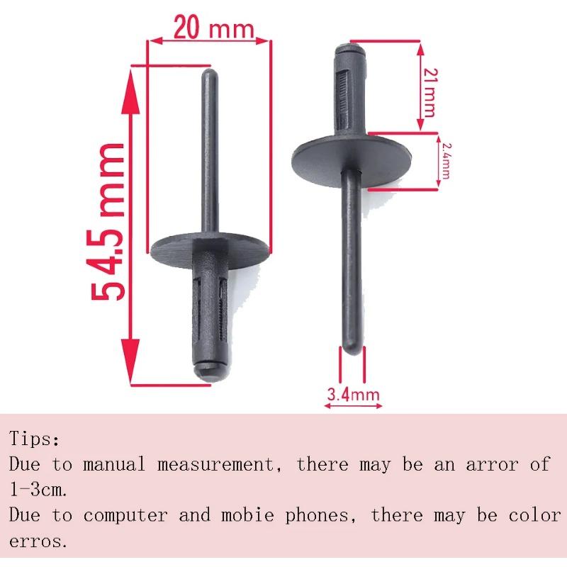 Black Plastic Rivet Clip Retainer Fastener Blind Rivets Head Break Mandrel Blind Nail Rivets for BMW VW Chrysler Ford