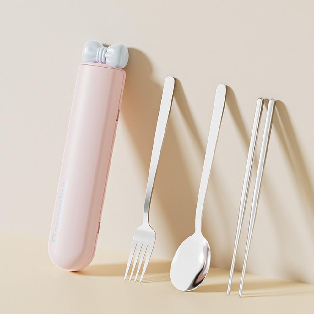 

With Storage Box Student Flatware Set Magnetic Design Fork Spoon Chopsticks Set Worker розовый