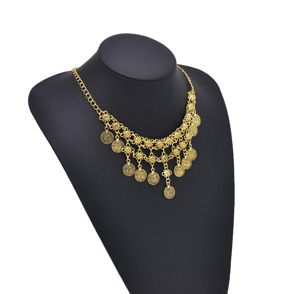 

Versatile Coin Necklace Vintage Ethnic Charms Necklace Multipurpose Statement Necklace For Women золотий