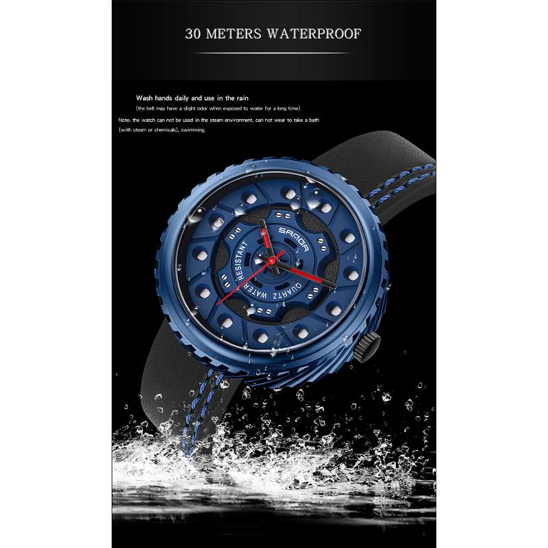 New Watch Men's Belt Business Quartz Watch Hollow Large Dial Fashion Personality Trendy Watch