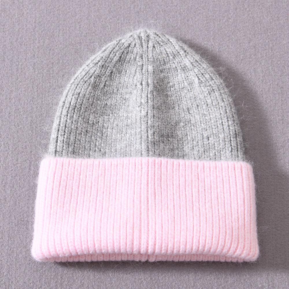 Children's Hat Rabbit Velvet Classic Striped Color Matching Knitted Hat Autumn and Winter Splicing Cute Wool Hat To Keep Warm
