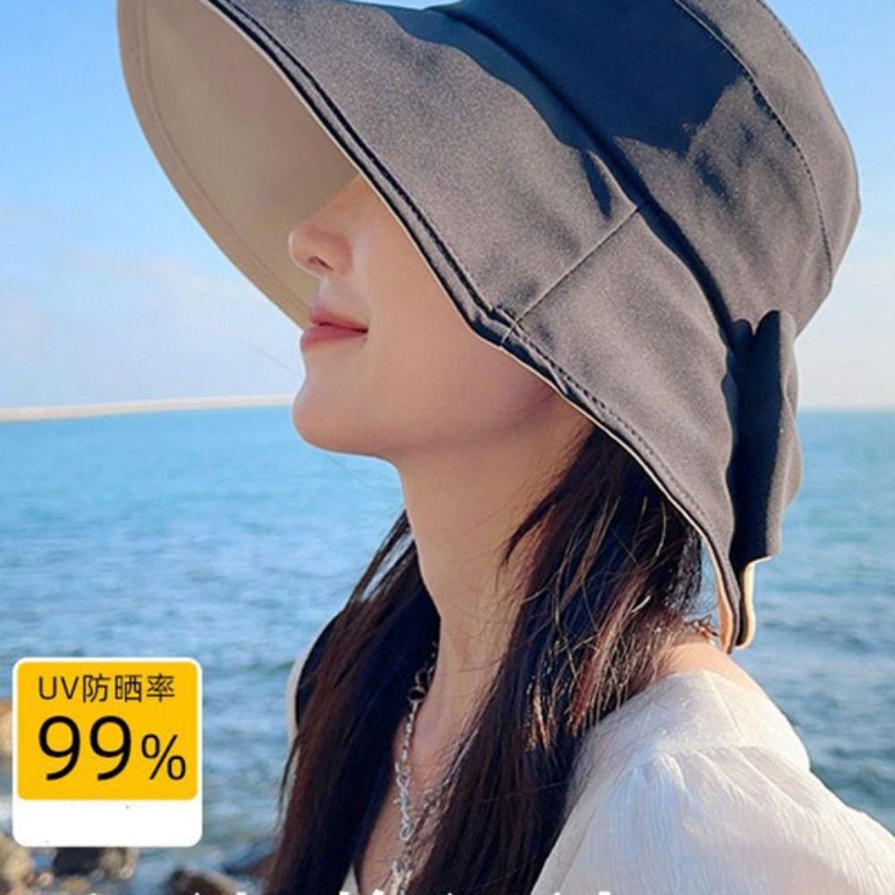 Foldable Bow Fisherman Hat UV Protection Beach Bucket Hat Summer Wide Brim Sunhat  Vacation