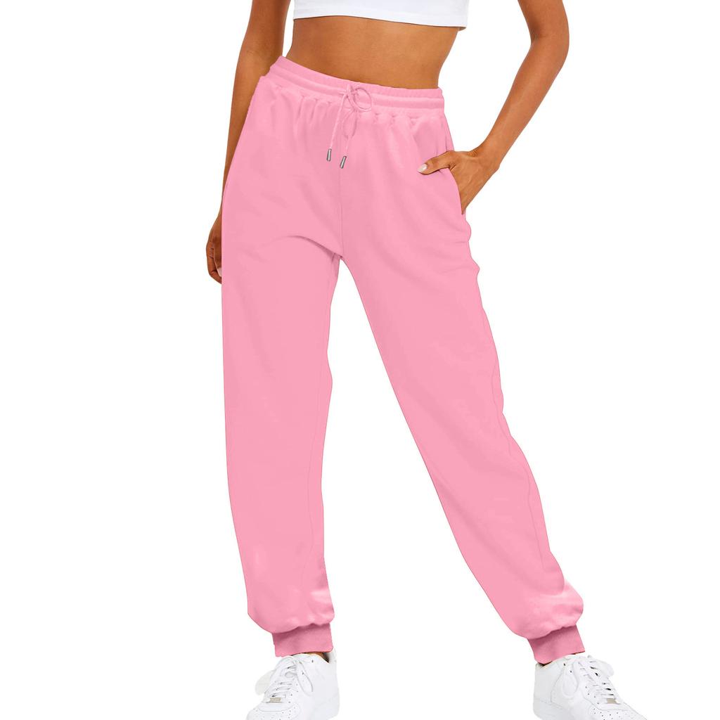 Damen Mehrfarbige Gepolsterte Jogginghose Lässig Joggen Sport High Waist Locker Kordelzug Täglich Lässig Damen Hose