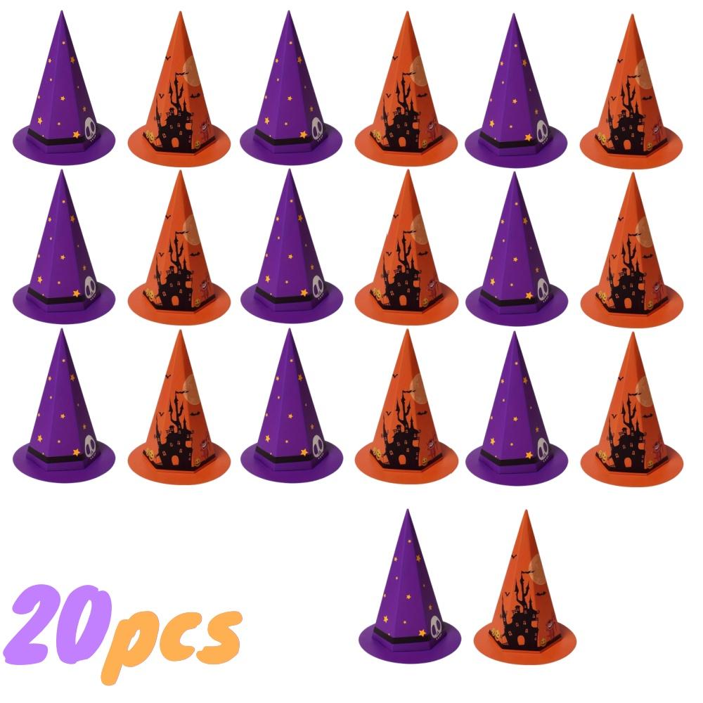 1/20pcs Halloween Hat-shaped Candy Box Ghost Witch Trick or Treat Box Set Party Favors Decor Holiday Gifts Packaging Supplies