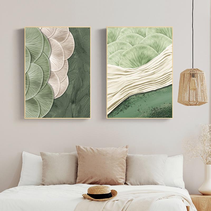 Green Ginkgo Leaf Poster Leaf Embroidery Texture Canvas Painting Nordic Room Wall Art Picture For Home Decoration Painting