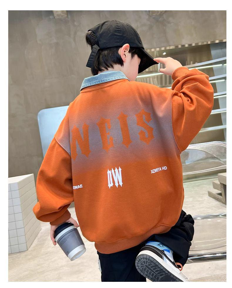 2025 New Boys' Polo Sweatshirt - Spring/Autumn Style, Trendy T-Shirt for Big Boys