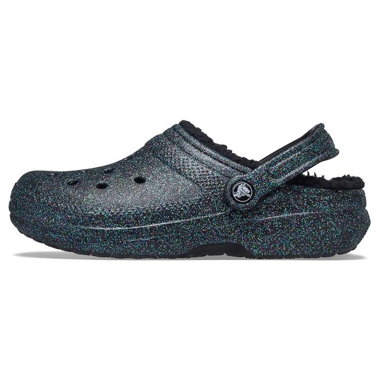 (WMNS) Crocs Classic Glitter Black Lined Clogs Starry Skies Women s 205842-9BD EU 36-37
