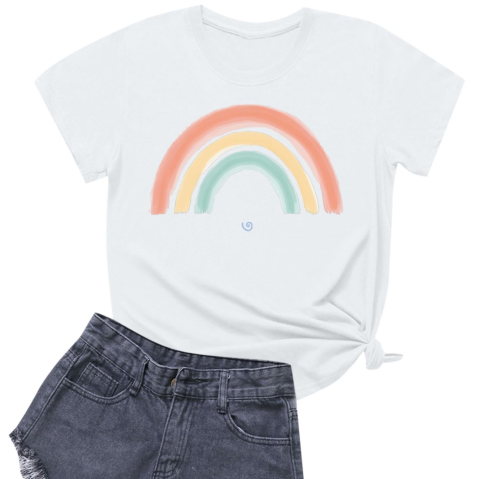 

Женская повседневная футболка с круглым вырезом и короткими рукавами с принтом XL белый