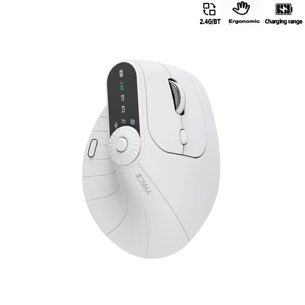 JOMAA Ergonomic Vertical Wireless Mouse, 2.4GHz/Bluetooth 5.1, Rechargeable, Adjustable DPI, Type-C