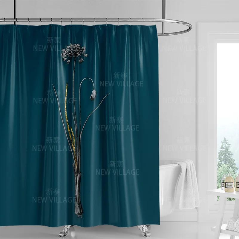 Minimalistický sprchový závěs s rostlinným motivem, moderní dekorace koupelny a toalety, soukromý závěs 180x180cm voděodolný sprchový závěs