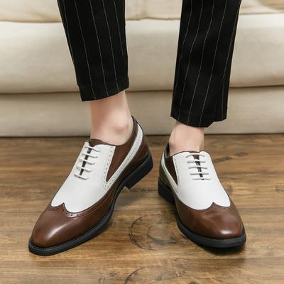 Chaussures en cuir pour hommes d'affaires Brogue Style design color block tendance Loisirs Extérieur Fête Bureau chaussures de robe de mariage Nouveau