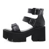Fashion Black Chuky Heel Gladiator Sandals Platform Women Shoes Pumps Ankle Strap Open Toe Casual Shoes Cosplay Lolita Zapatos De Mujer