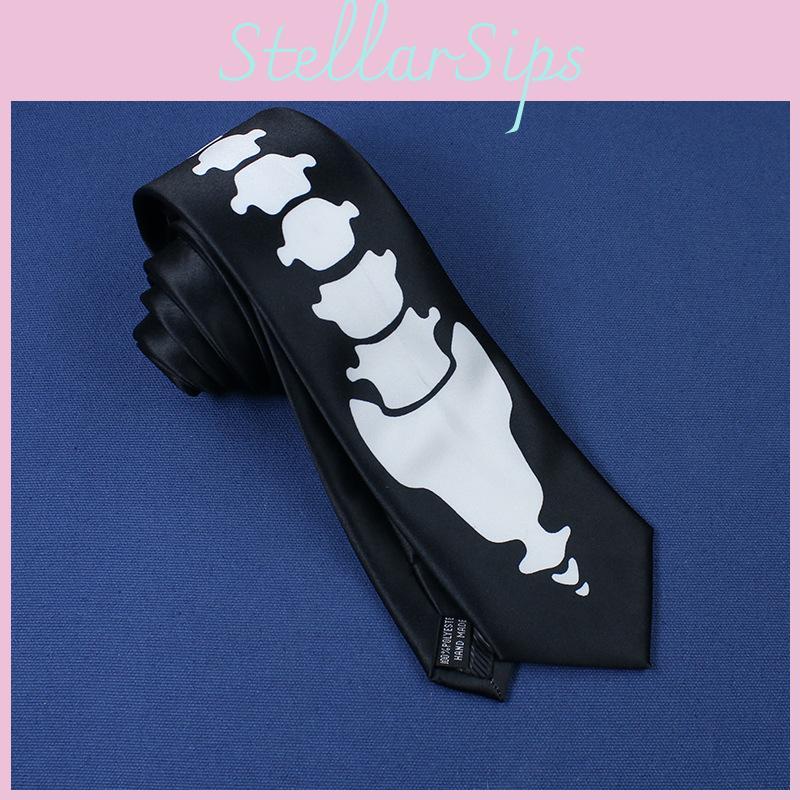 Bond Spectre James Role Play Arrow Shaped Black And White Skeleton Tie Printing