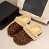 Retro style leopard print bag head half slippers women's 2025 autumn new college style fashion versatile casual Mao Mao shoes