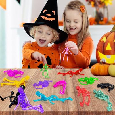 10/20/30 Pièces Halloween Squelette Jouet Extensible Anxiété Soulagement du Stress Portable Doux TPR Haute Élasticité Coloré Jouet Squelette Cadeaux de Fête Fournitures