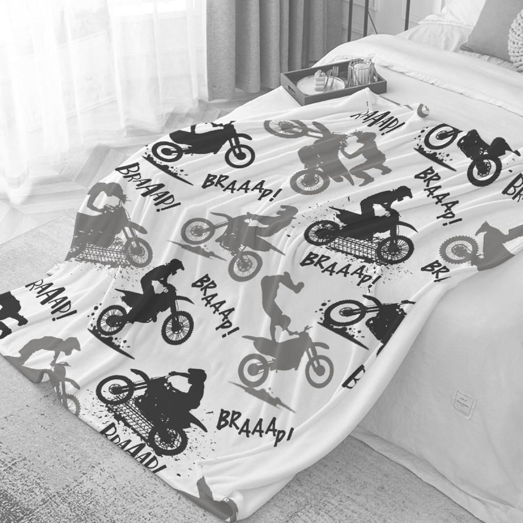 Dirt Bike Blanket Gifts,Ultra Soft Motorbike Throw Blanket| Gifts for Extreme Sports Motorcycle Lover,Motorcycle Blanket Decor for Sofa Bed Couch for