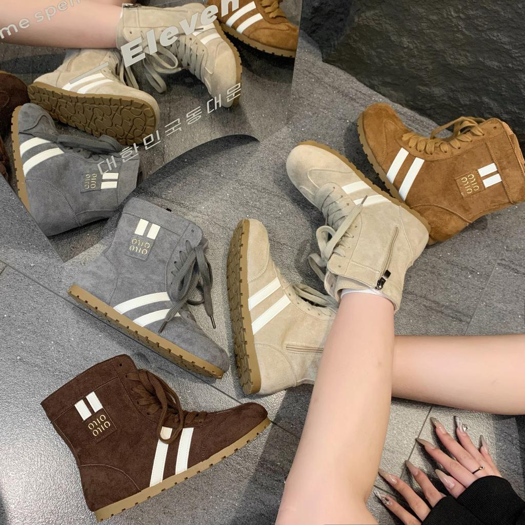 Dexun Shoes Women's 2025 New Popular Fashion Boxing High-top Shoes, High-end Flat Bottom, Light and Comfortable Martin Boots