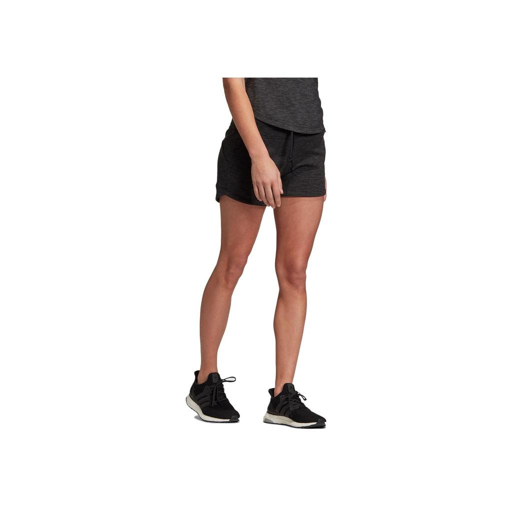 adidas Solid Color Breathable Drawstring Knitted Casual Shorts Women Shorts Black FI4099
