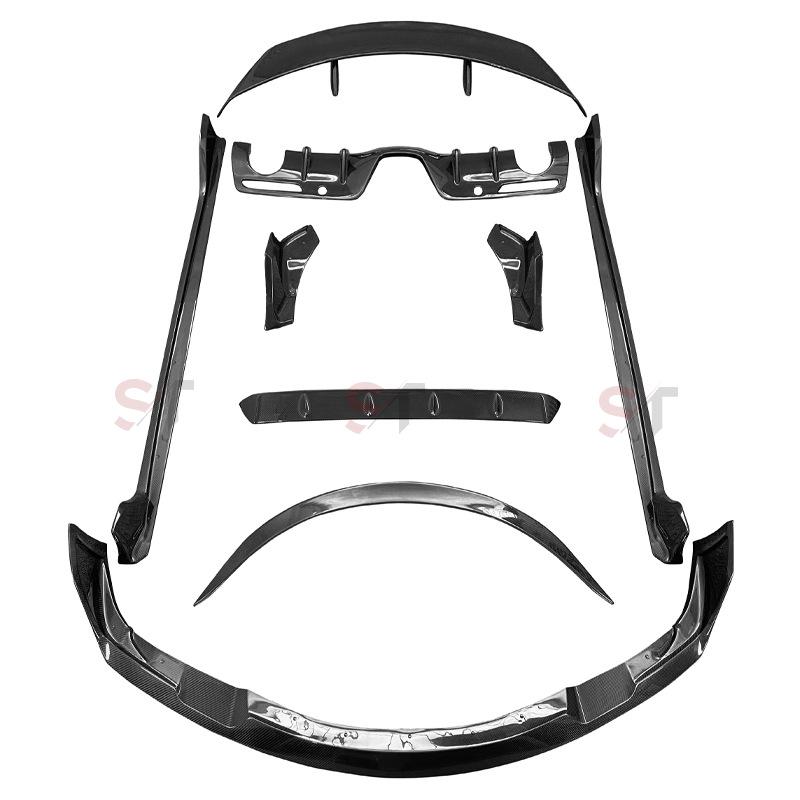 Compatible with Toyota Supra A90/A91 Carbon Fiber AG Style Body Kit: Front Lip, Rear Lip, Side Skirts, Tail Wing.