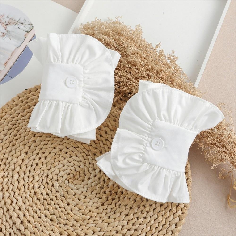 Trendy Ruffle Clothing Cuffs Detachable with Buttons Decorative Sleeves Cuff Extension for Female Teens