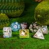 Cusdie Bulk Animal DND Dice 7Pcs Random Color D4 D6 D8 D10 D% D12 D20 Polyhedral Dice Set for D&D Role Playing Table Games