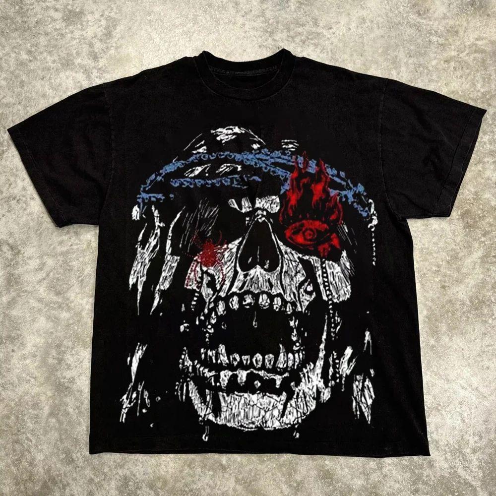 Y2k Harajuku Gothic Tshirt Y2k Tops High Street T Shirt Letter Graphic T Shirts Casual Loose Streetwear Vintage Clothing Unisex