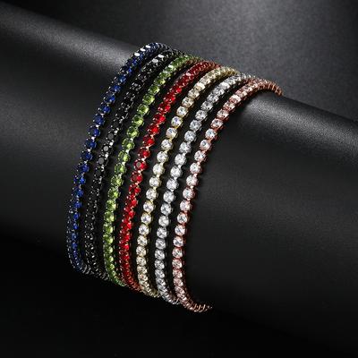 Bracelet de tennis en zircon pour femme, réglable, diamant simple rang 2,5 mm, bijou