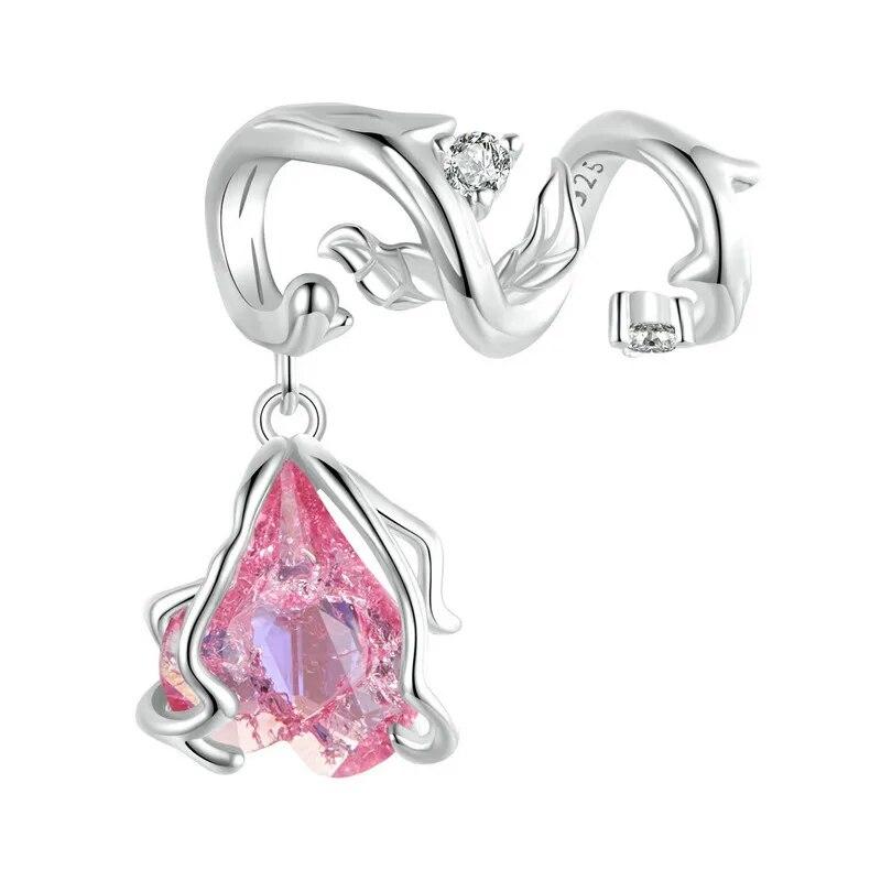 

Bamoer из стерлингового серебра 925 пробы с розовым сердечком, подвески в виде бабочки и розы, бусины для женщин, оригинальный браслет, аксессуары для самостоятельного изготовления SCC2697