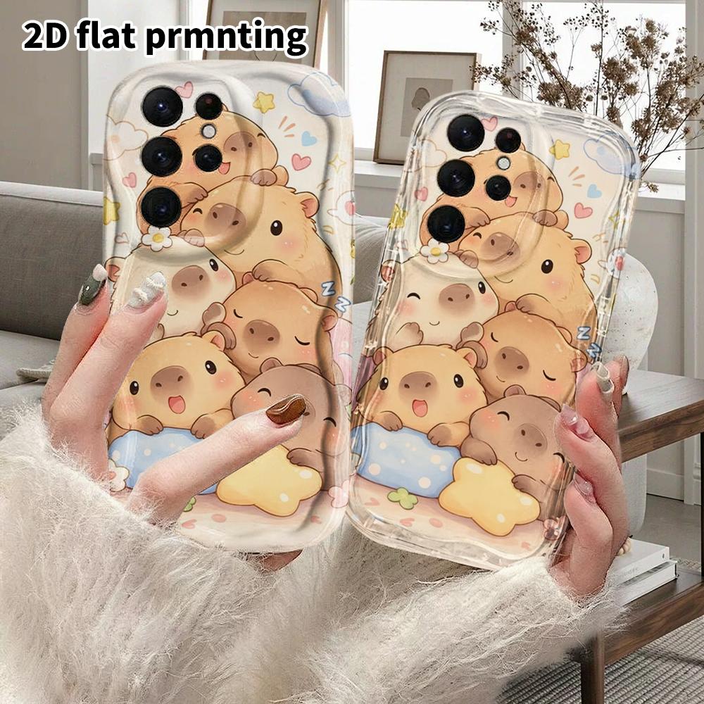 Phone Case: 2D Flat Samsung Galaxy A34 A35 M05 M06 S20 S22 S21 FE Plus 5G Protective Case, Couple Style, Stackable Capybara, Christmas and Halloween G