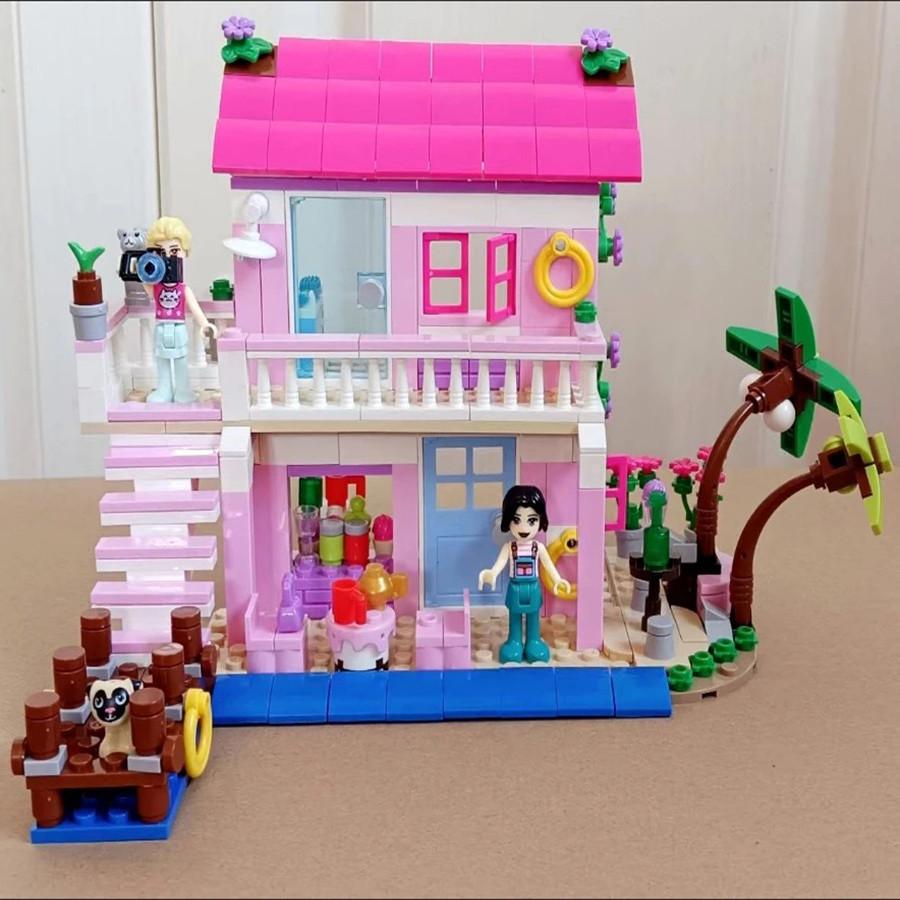 474PCS Friends City House Summer Holiday Seaside Villa Apartment Building Blocks Sets Figures DIY Toys for Kid Girls Christmas Gift