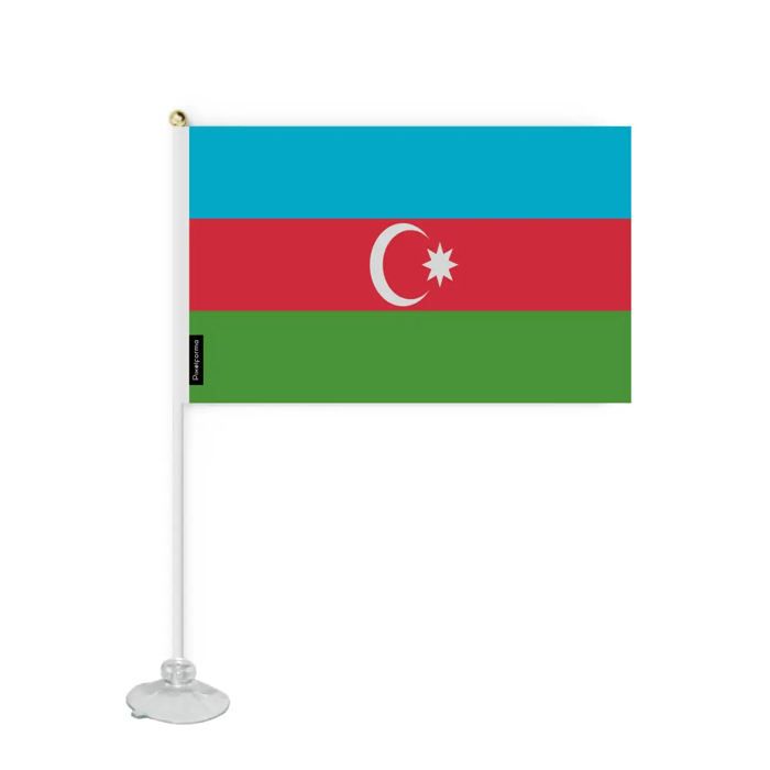 Drapeau - Azerbaïdjan - Mini Drapeau Ventouse - 14 x 21 cm - Polyester - Impression Recto/Verso