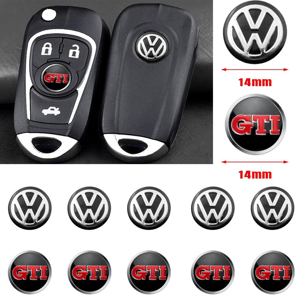 10Pcs/set Car Remote Control Key Logo Small Stickers for VW GTI Jetta Beetle CC EOS R32 MK4 golf 4 motion MTM Hub Accessories Jb9