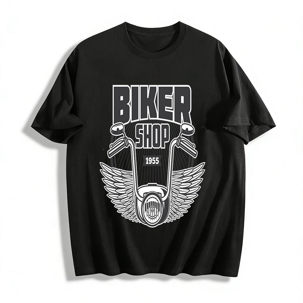 

Vintage 1955 Biker Shop Print Casual Motorcycle Riding T-Shirt Pure cotton T-shirt XXS
