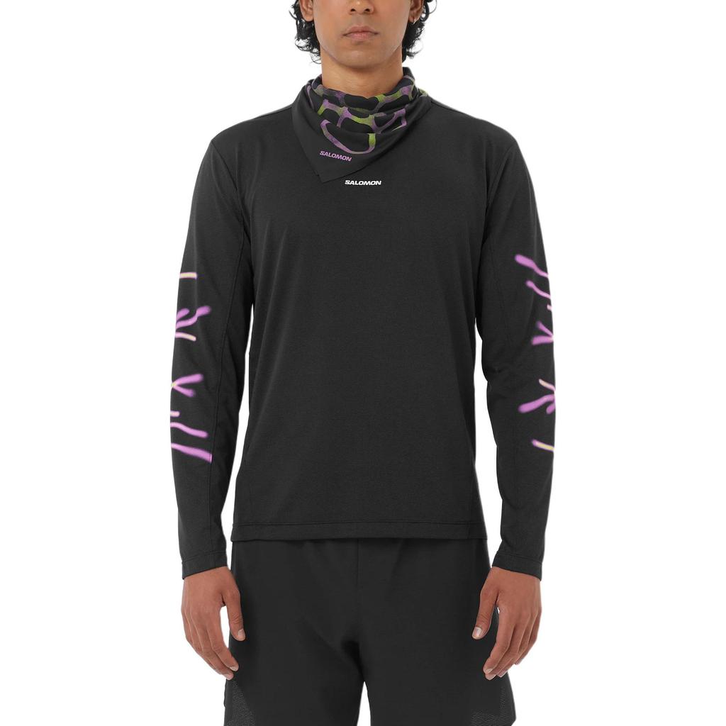 SALOMON Graphic Shakeout Core Graphic Knit Flow Long Sleeve Breathable Quick Dry Round Neck Running T-Shirt Men Tops C27912