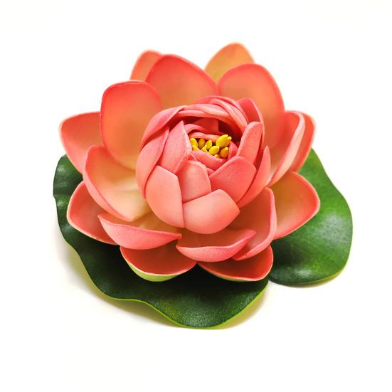 Floating Artificial Lotus Flowers with Lotus Leaf Realistic Faux Pond Plants Ornament for Lake Pool Aquarium Water Decoration