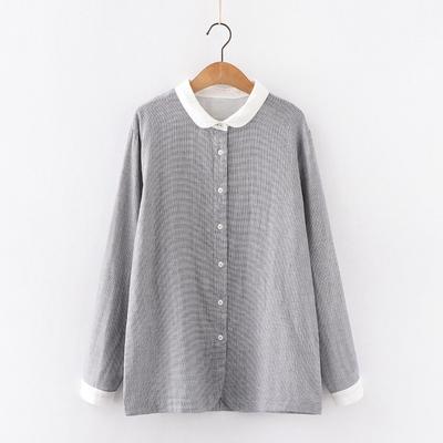 Double Layer Cotton Yarn Thousand Bird Plaid Shirt for Spring, Soft and Sticky Long Sleeved Shirt for Women Blouses & Shirts