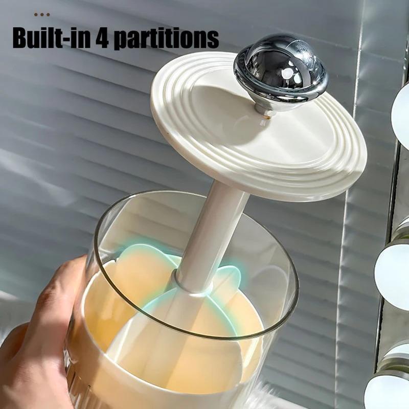 Vanity Makeup Brushes Holder Automatic Lifting Dustproof Storage Box with Lid Lipstick Cosmetic Organizer
