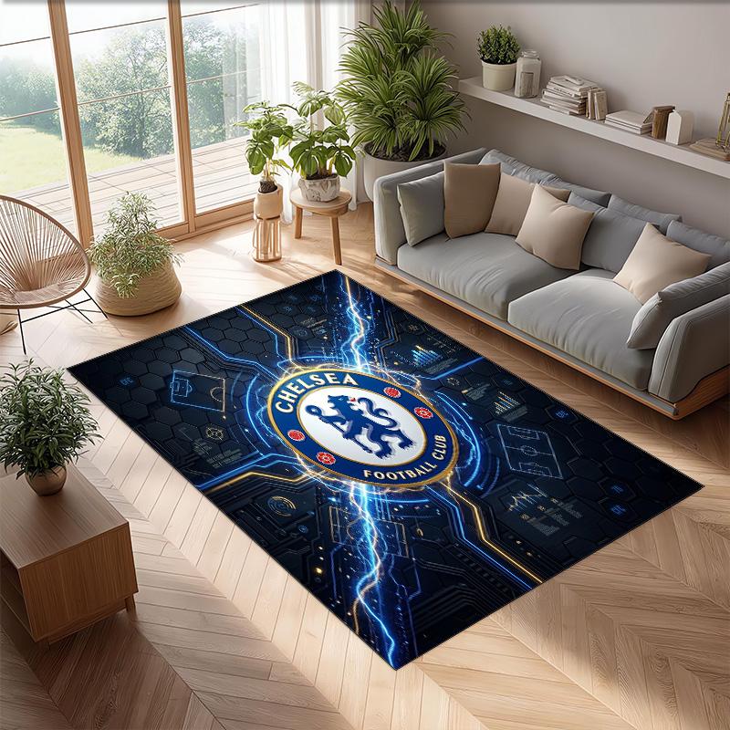 Chelsea FC bedruckter Flanell-Teppich rutschfest weicher Polyester-Bodenbelag Indoor Dekorationsmatte für Schlafzimmer Wohnzimmer Sofa Spielzimmer Heimdekoration