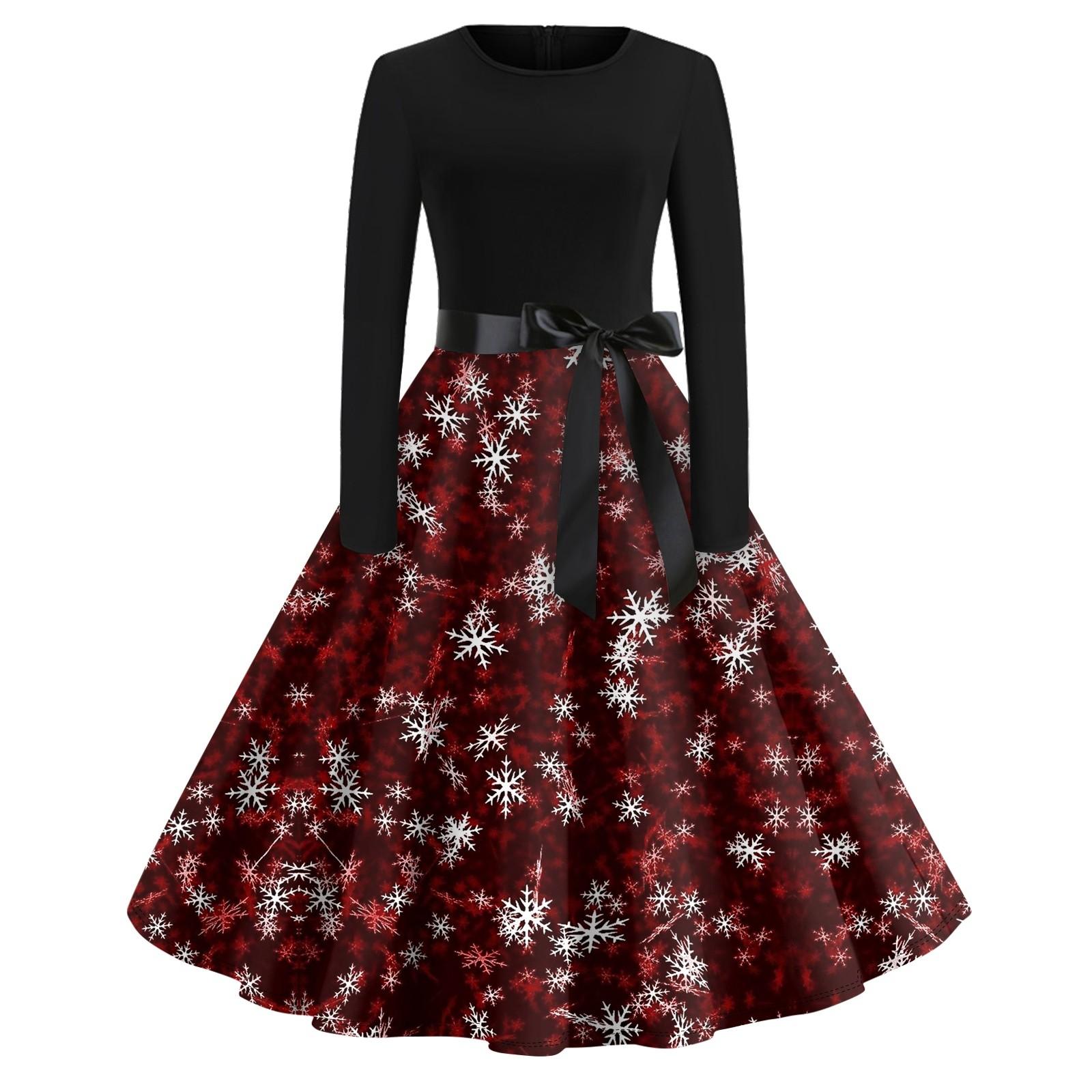 Рождественское платье с расклешенным принтом для женщин — фото 4