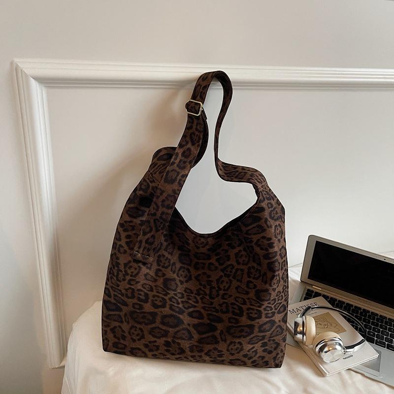 

Niche Bags: Women s Large-capacity Single-shoulder Bag, College Student Class Bag, Commuter Tote Bag леопард друку кольору/кавовий
