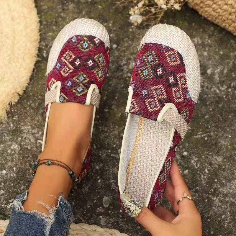 

Fashion Trendy Ethnic Style Women Vulcanize Footwear Lightweight Slip-resistant Beijing Cloth Shoe Butterfly Design Spring Shoes for Mom 36 красный