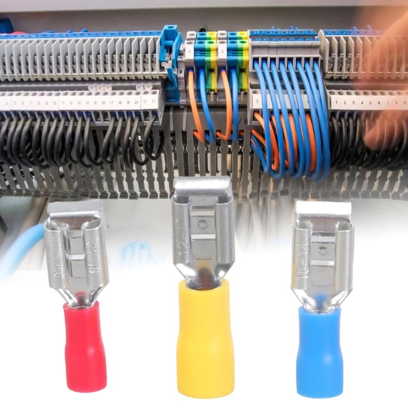 Pack Of 30/40 Quick Disconnect Piggybacks Spades Connectors Half Insulated Crimps Terminals Crimps Terminals Assortment set