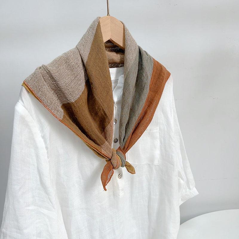 Korean Style Unisex Linen Scarf - Thin, Sunscreen, Retro, Natural Dewdrop Colors for Spring/Summer