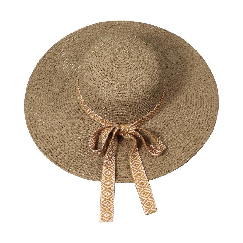 Hollow Lafite Straw Hat Women's Summer New Seaside Beach Sunscreen Photo Shading Big Brim Sun Hat